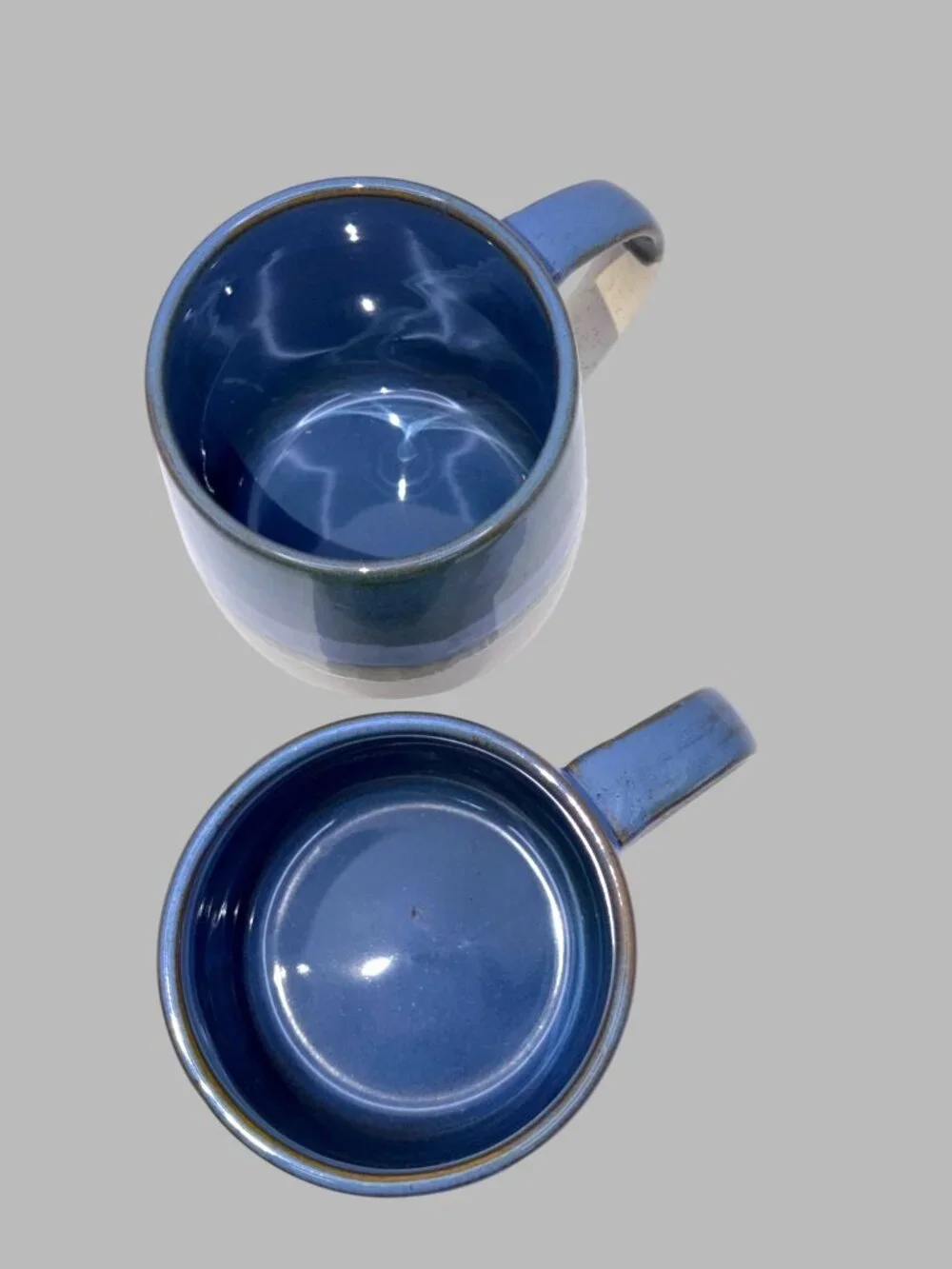 Bosmarlin Blue Ombre Stoneware Coffee Mugs Set of 2 Rustic Farmhouse 16 oz
